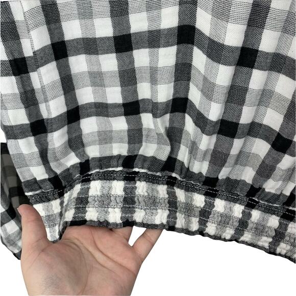 Anthropologie Cloth & Stone‎ Sara Plaid Blouse Black White Size Small - Picture 5 of 7